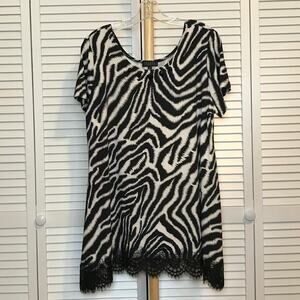 Isabel Zebra Print Scoop Neck Short Sleeved Mini Shift Dress XL